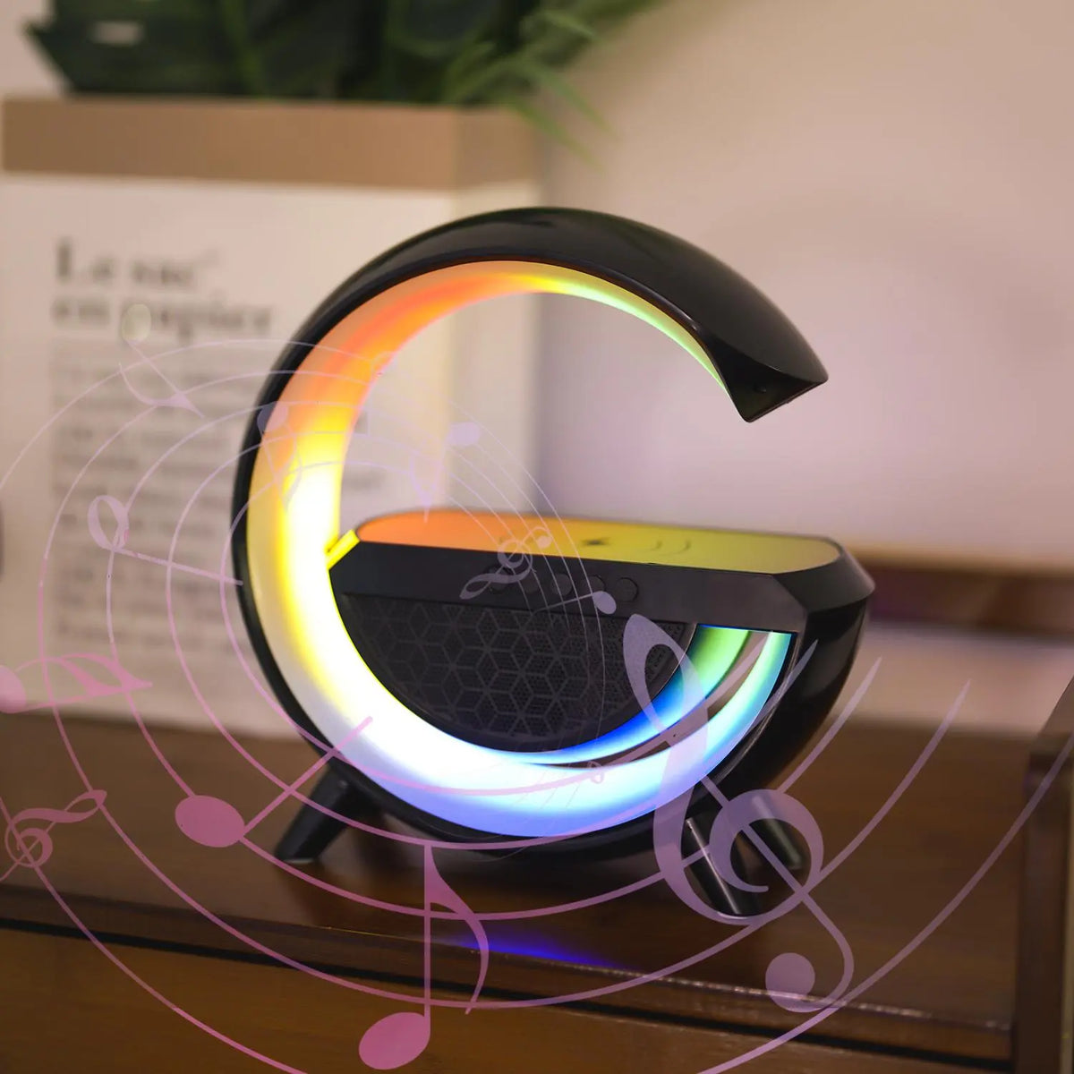 Day 10W Multifunctional Wireless Charger with Desk Lamp, 1 Piece LED Desk Night Light with Bluetooth-Compatible Speaker, Mobile Cellphone Smartphone Charger with Room Ambient Light, LED Desk Night Light for Bedroom Dormitory Home Room Decor