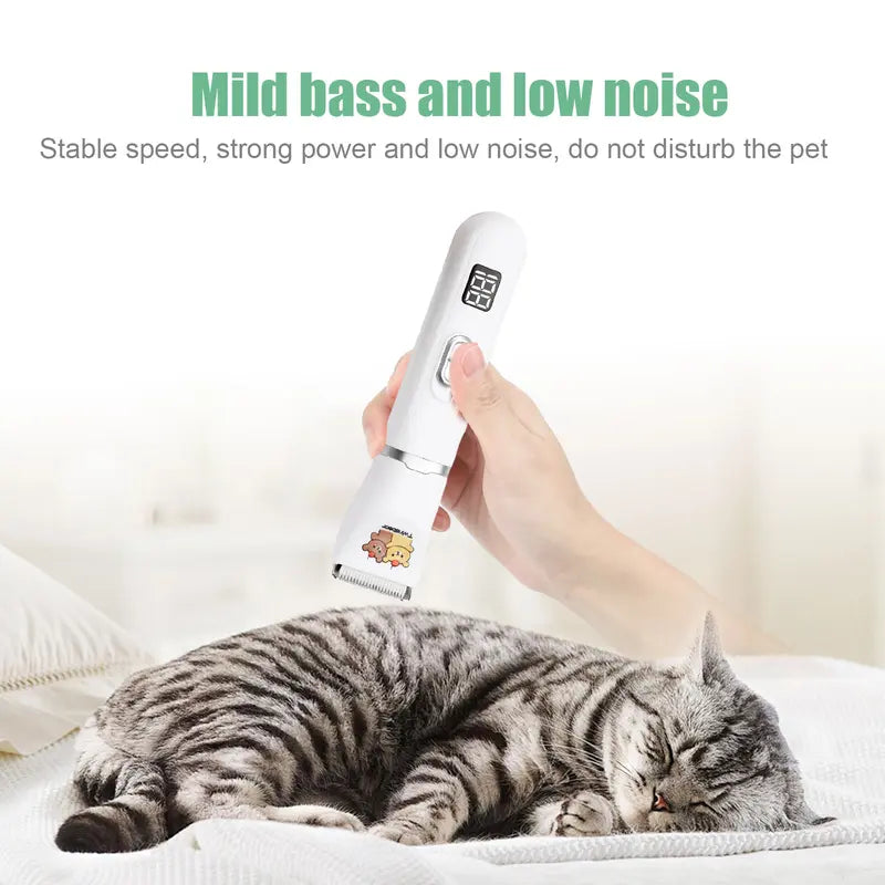 Dog Clippers Grooming Kit Hair Clipper-Low Noise Paw Trimmer- Rechargeable - Cordless Quiet Nail Grinder Shaver for Cats and Other Pets