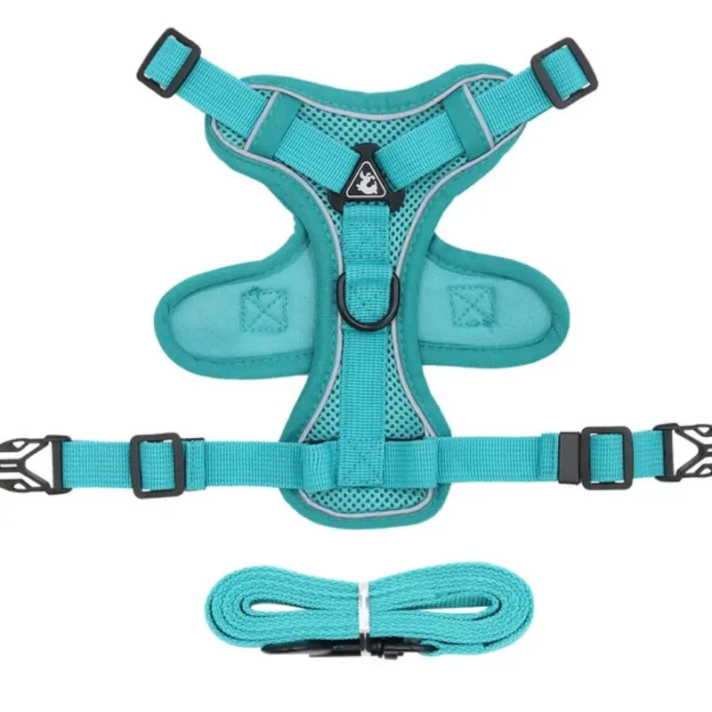 No Pull Dog Harness and Leash Set Adjustable Pet Harness Vest for Small Dogs Cats Reflective Mesh Dog Chest Strap