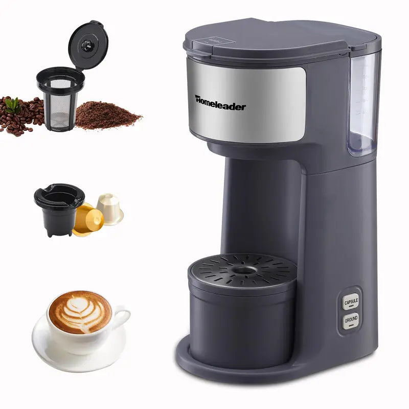 Homeleader Single Serve Coffer Maker for K-Cup and Ground Coffee, Coffee Machine with Self-Cleaning Function,6 To14Oz Brew Sizes,White